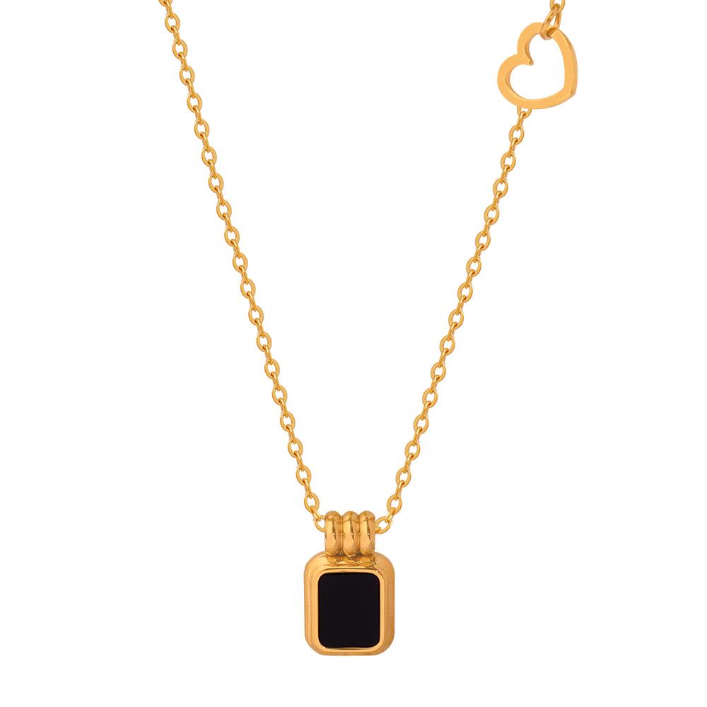 Retro Acrylic Pendant Necklace: Influencer-Style Gold-Plated Titanium Steel Chain for Women