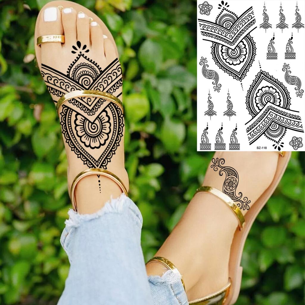 Lotus Henna Mandala Chest Temporary Tattoos For Women Underboob Adult Butterfly Turtle Lion Fake Tattoo Sexy Waterproof Tatoos