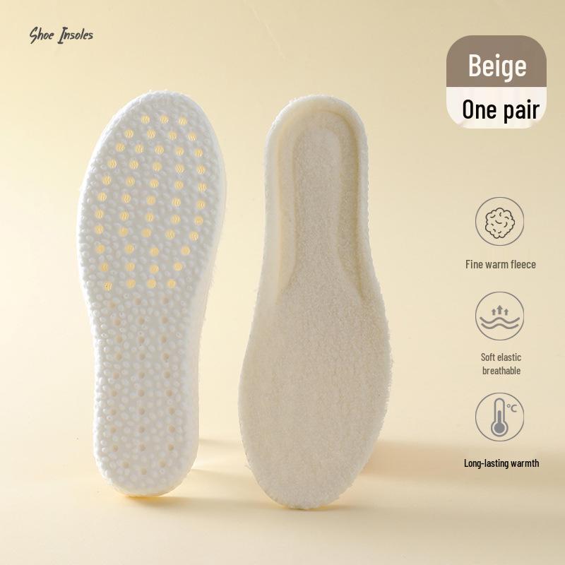 Plush Fleece Shock-Absorbing Warm Baby Sports Insole - Comfortable & Sweat-Absorbing Cotton for Children 27-28