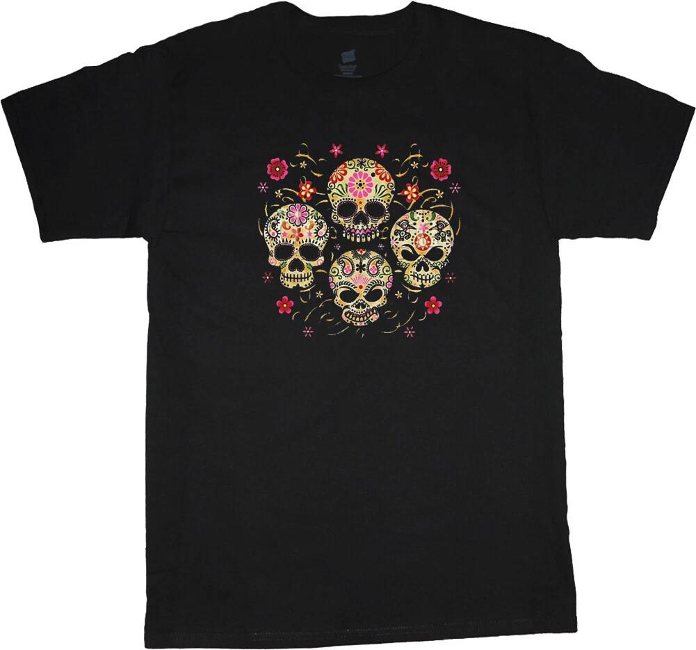 Mens Graphic Tees 4 Skulls Design Shirt Clothing Apparel