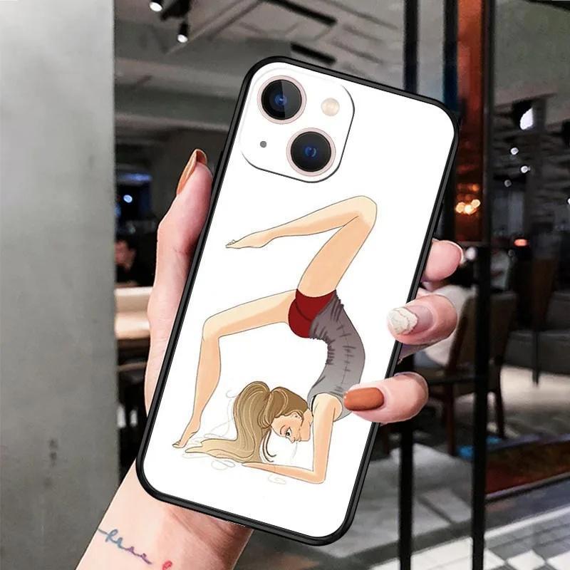 Applicable Iphone15Pro Mobile Phone Case Cartoon Cute Yoga Girl Mobile Phone Case Hair Painting Anti-Drop