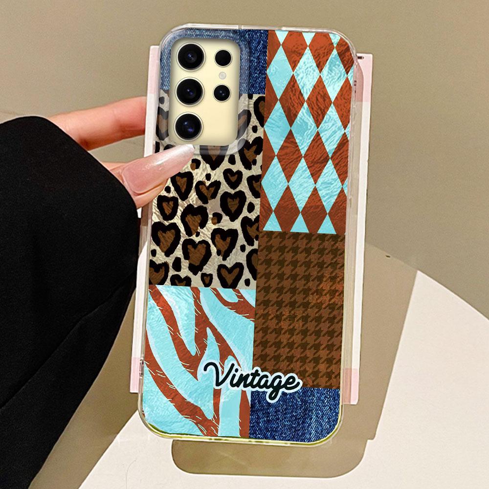 

Винтажный чехол для телефона с синим леопардовым принтом и вихревой текстурой для Samsung Galaxy S25 Edge S24 S23 S22 S21 S20 FE Plus Ultra Samsung Galaxy S24 FE белый