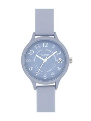[Follow] TEA SPOON Women's Rubber Watch with Date, N03523S-1, Blue