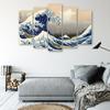 Five Piece Picture Canvas Print Hokusai Great Wave of Kanagawa