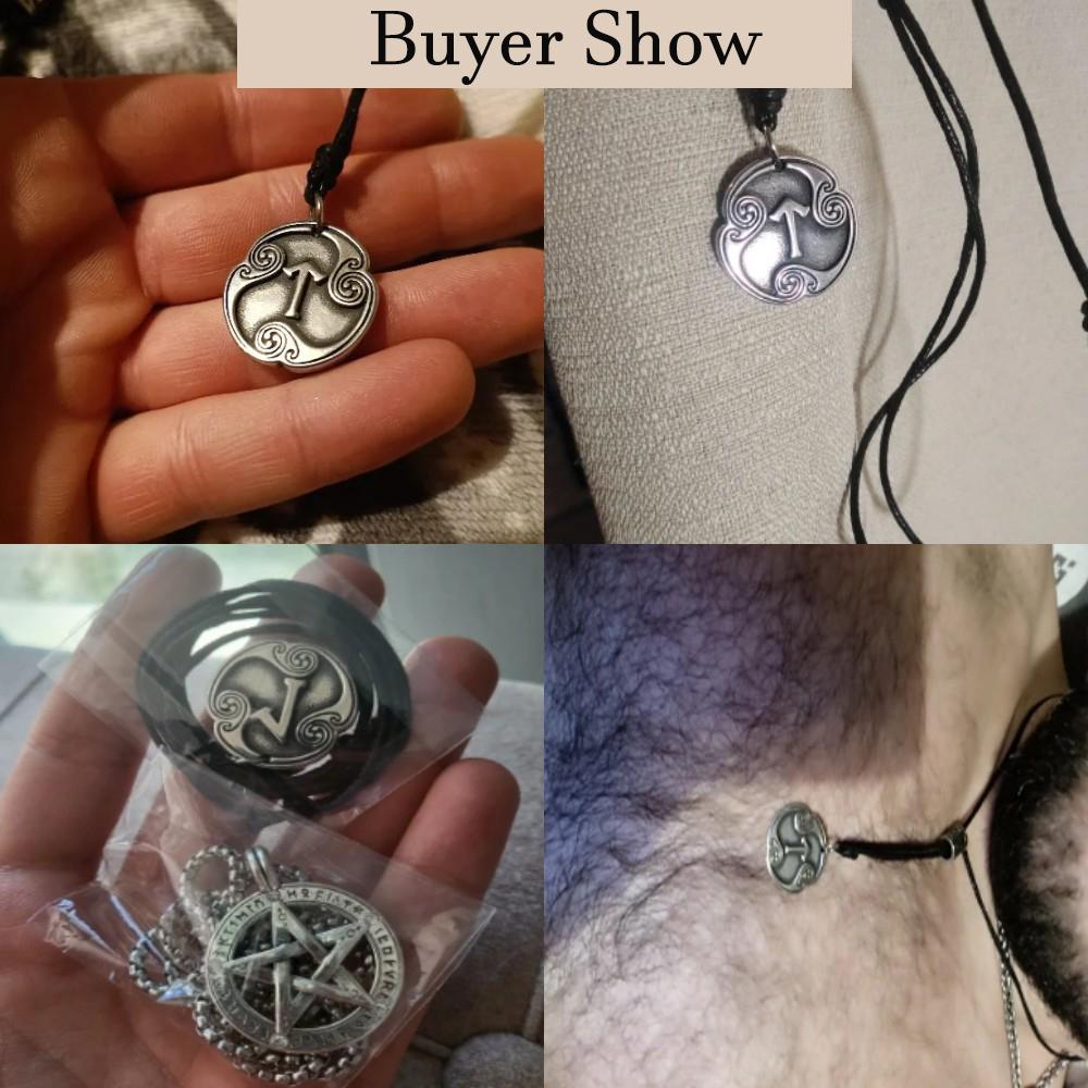 Retro Mysterious Runes Necklace Viking Jewelry Rope Chain Adjustable Necklaces Stainless Steel Pendant Amulet Jewelry