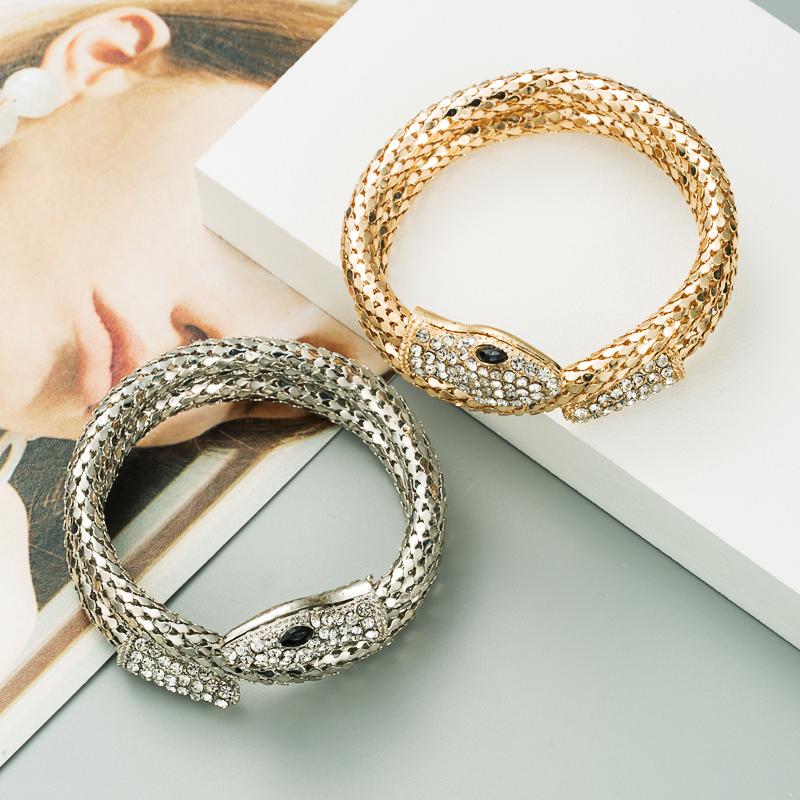 Punk Snake Shaped Wrapped Men and Women Bracelet Rhinestone Vintage Jewelry Accessories