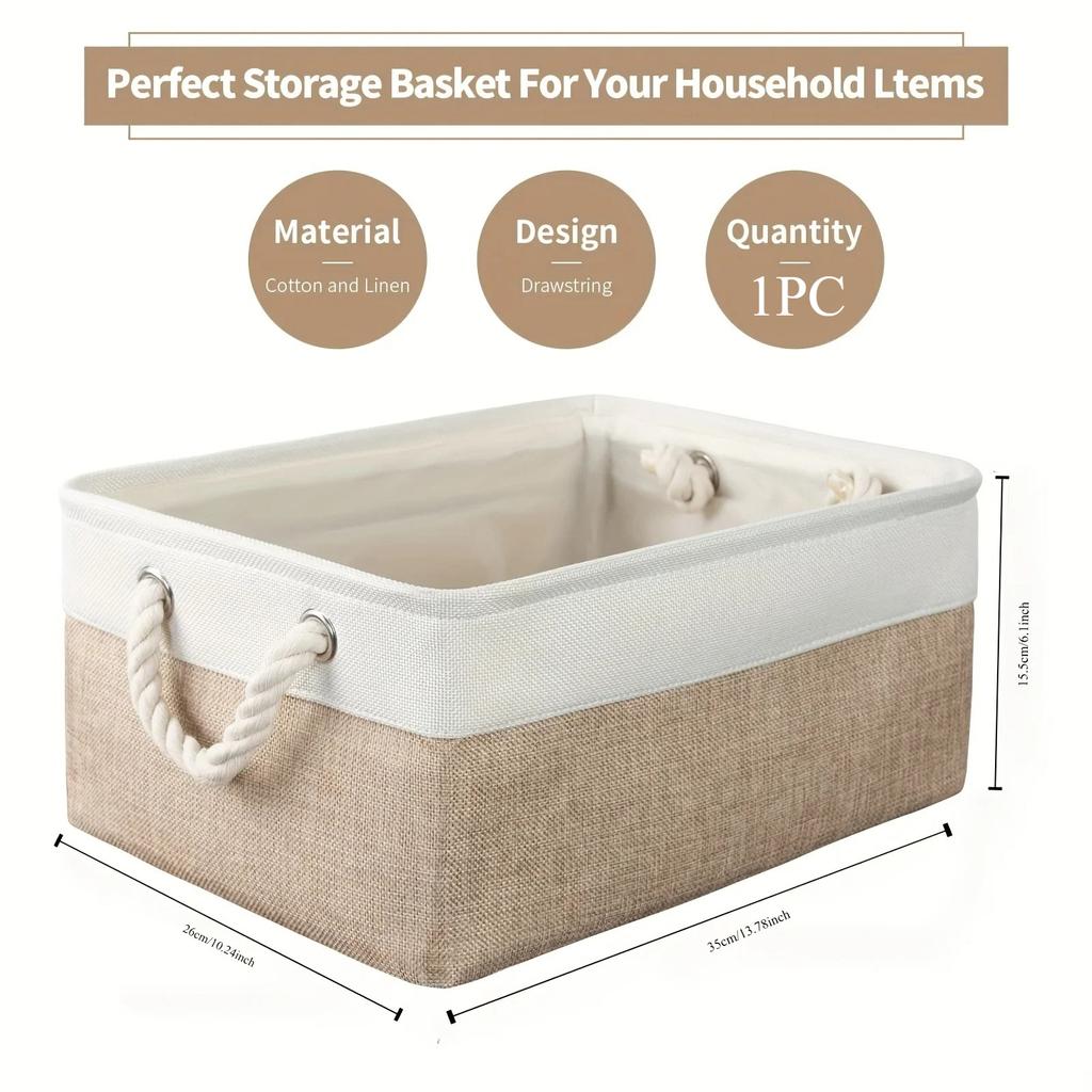 1Pc Cotton and Linen Splicing Thick EVA Clothing Storage Box Without Cover Hand-held Jeans Toy Wardrobe Desktop Storage Basket