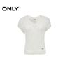 ONLY Women's Hollow Out Cable Knit V-Neck Short Sleeve Sweater