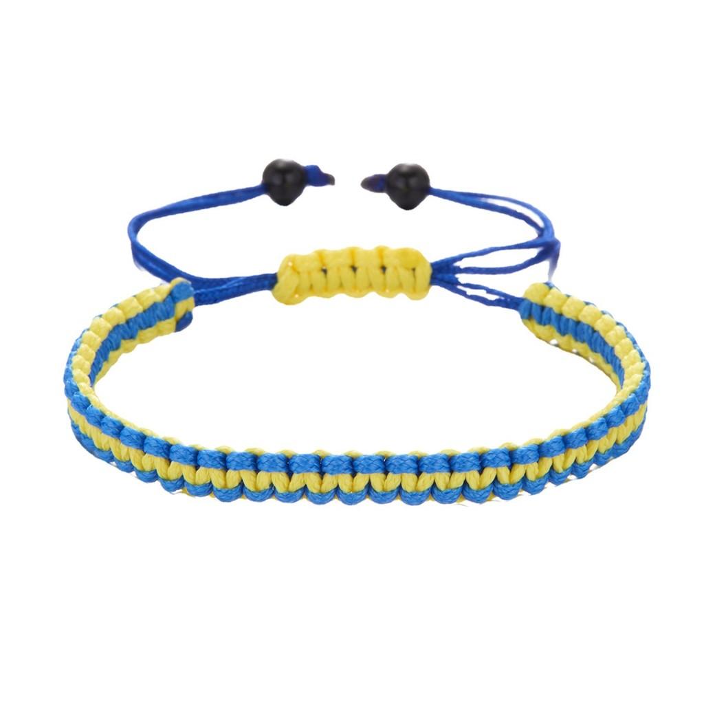 Ukrainian Flag Handcrafted Beaded Bracelets With Adjustable Rope For Travel Gifts