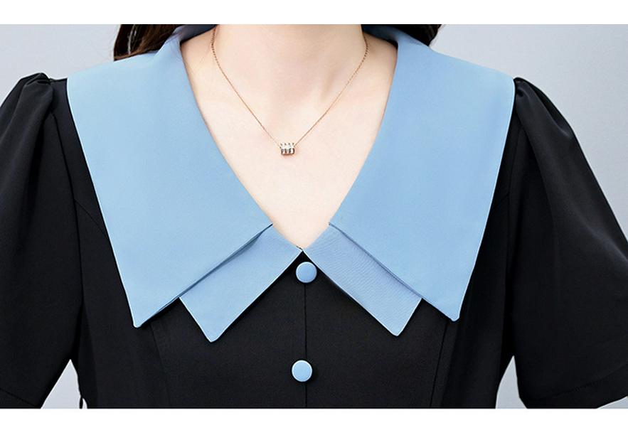 Casual Plus Size Color Block Patchwork Mid-Length Summer Dress - Slimming, Short Sleeve