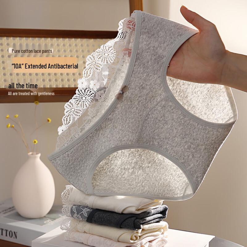 Palanduo Women's Low-Waist Lace Cotton Antibacterial Briefs