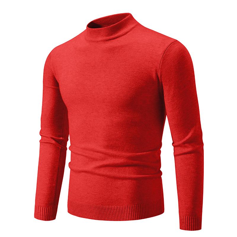 2024 Men's Large Slim Knit Half Turtleneck Sweaters for Autumn & Winter