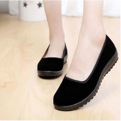 Old Beijing Cloth Shoes Women's Soft-soled Comfortable Flat Shoes Women's Mouth Black Shallow Mouth Work Shoes Hotel Etiquette Shoes Mother Shoes