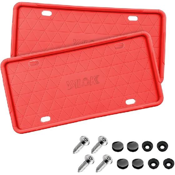 Car License Plate Frame, 2 PCS Anti-Theft Universal Silicone License Plate Frame For Cars, SUVs, Vehicles, Rustproof License Plate Frame, Auto 2PCS красный