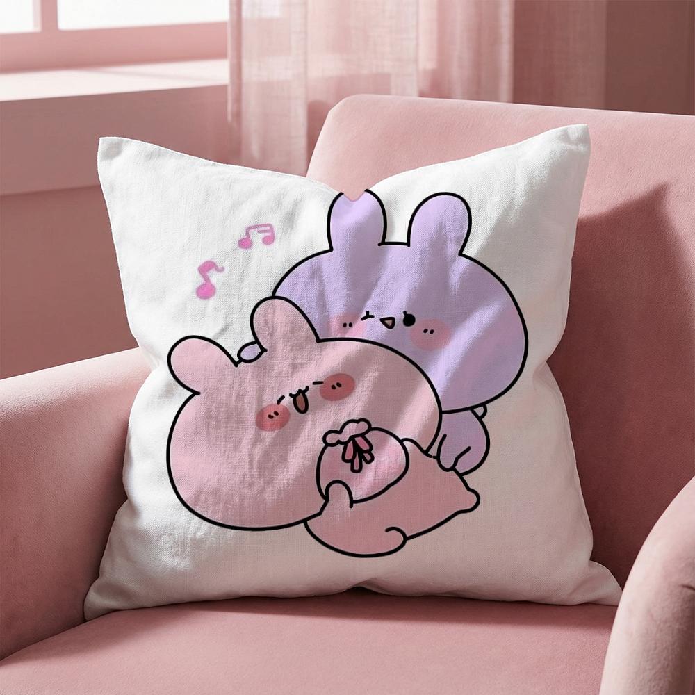 A-Asamimichan Cute Bunny Cushion Cover Multi-Scene Pillow Cover for Home & Car - Reversible, Soft & Durable for Daily Use
