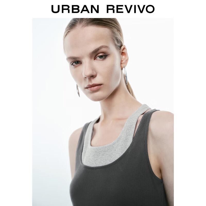 UR 2025 Spring Casual Faux Two-Piece Sleeveless Dress