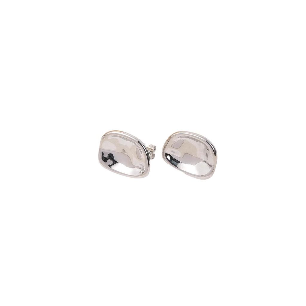 Irregular Geometric Earrings: Elegant Silver Studs with Simple, Versatile Design for Women