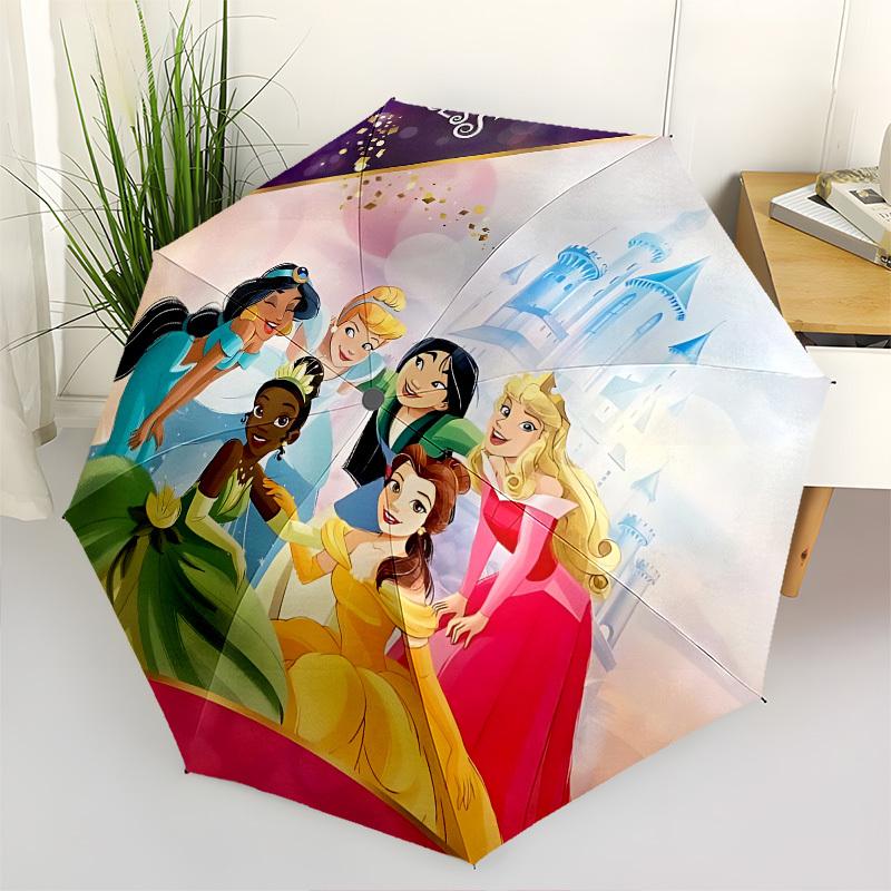

Disney Princess, Castle Themed Automatic Opening and Closing Umbrella, Brightly Colored 8-rib Portable Umbrella, Suitable for Men and Women,