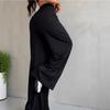 Women's Ribbed Drawstring Elastic Waist Wide Leg Loose Casual Lounge Pants Summer Trousers