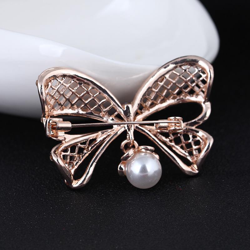 Модная трехмерная брошь-булавка с бантом, стразами, из сплава и жемчугом, корсаж, сдержанная и модная, аксессуары для одежды, брошь, ювелирное изделие