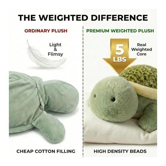 Plush Large Turtle Weighted Body Pillow Cute Stuffed Animal Chewy Hug Pillow Comfortable Fluffy Fluffy Funny Birthday Gift Celebration Christmas