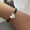 Ceramics Love Heart Bracelet Black Rope Adjustable Hand Bracelet for Girl Women Colorful Shiny Heart Accessories