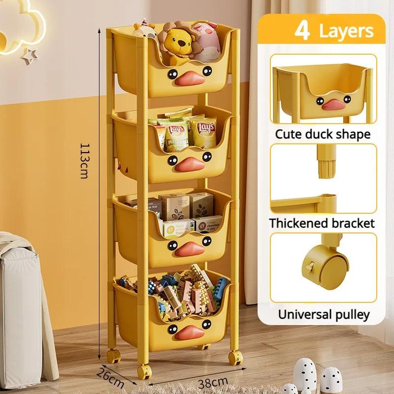 Toy Storage Trolley Living Room Snack Organizer Movable Bathroom Shelf Kitchen Rack With Wheels Children Cute Bookshelf Bookcart