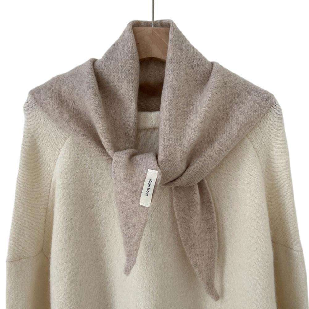 Solid Color Winter Korea Knitted Triangle Scarf Wool Warm Shawl Scarf Women Neck Protection Cashmere Scarfs Gifts