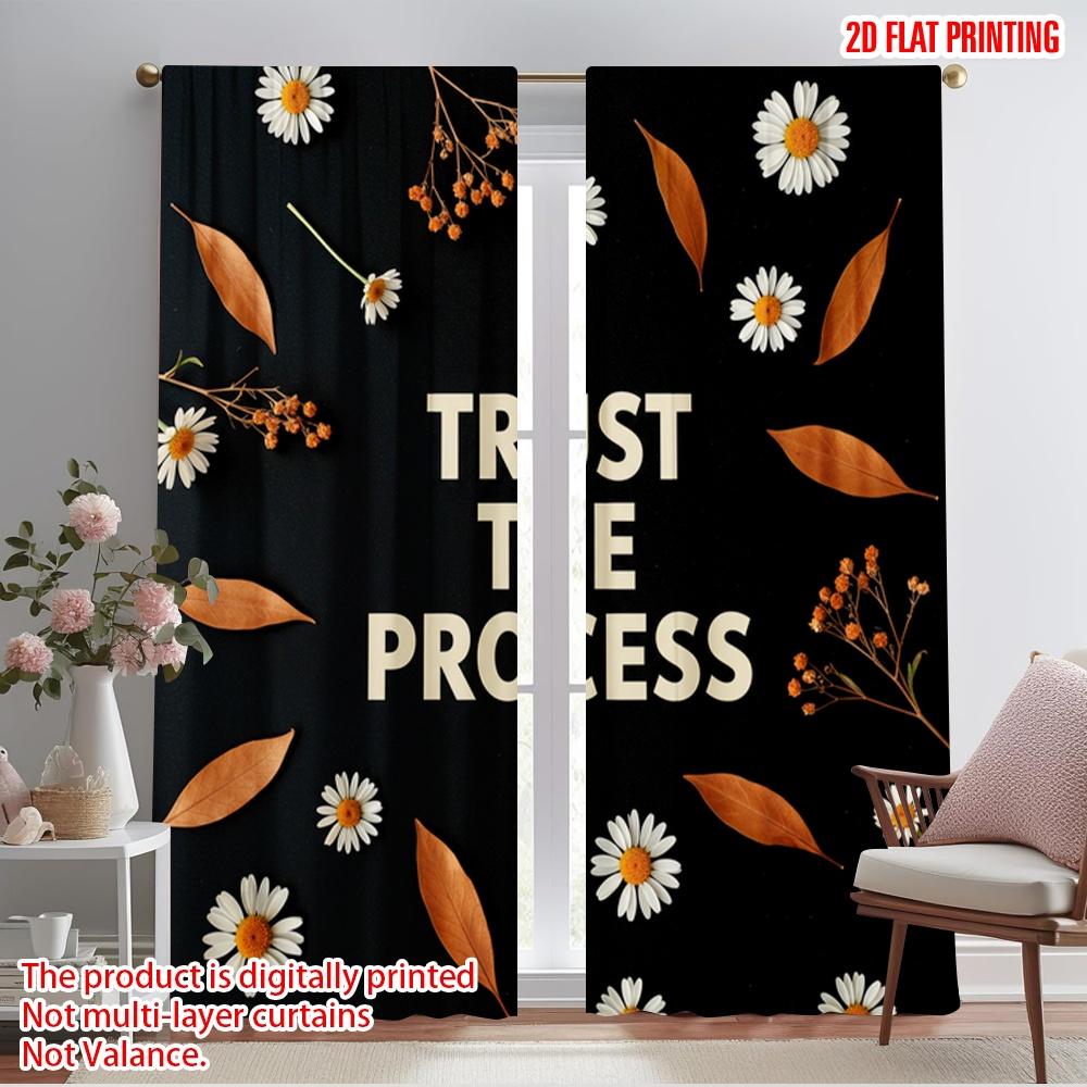 

2pcs 2D flat printing Party Curtains TRUST THE PROCESS 100% Polyester Fabric Without Electricity Festive Wall Decor for gold 52.50×116.00 CM 2pcs