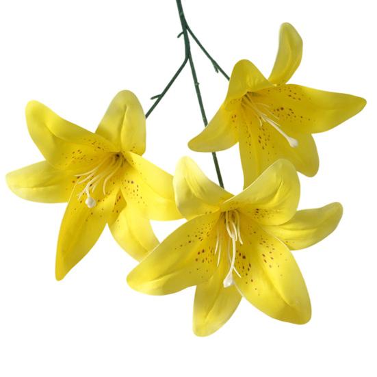 Artifical Lily Flowers with 3 Heads Full Bloom Real Touch Long Stem Fake Lily Bouquet for Home Hotel Flower Arrangement Wedding Party Decor