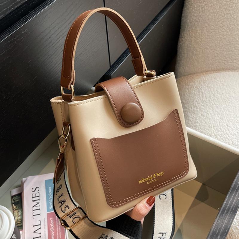 

Bag women 2024 new trendy high-end fashion niche design broadband messenger bag retro portable bucket bag хакі