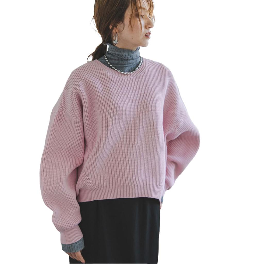 Yumetembo Women's 532703 Cardboard Knit Sweater, Smoke Pink
