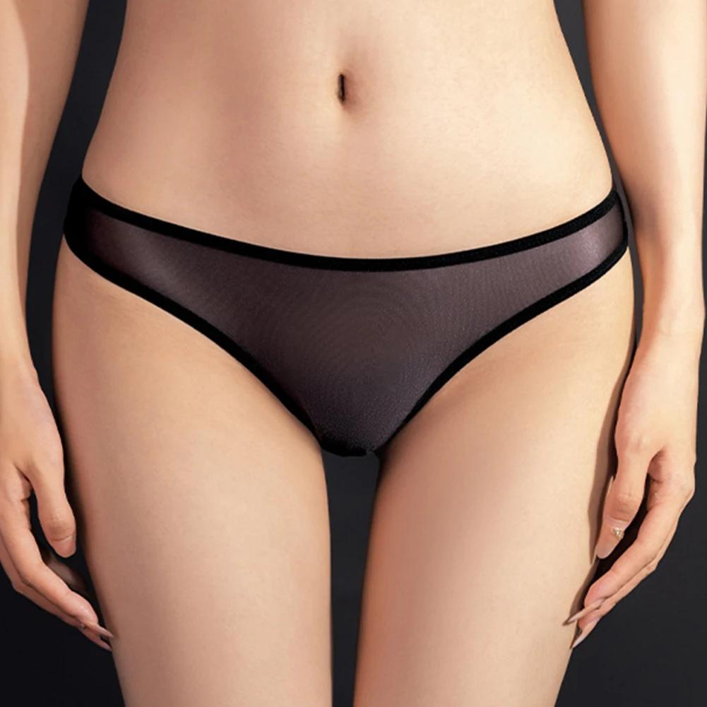 Women Sexy Sheer Seamless Panties Low Rise Underwear See Through Lace Thongs Ultra Thin Briefs