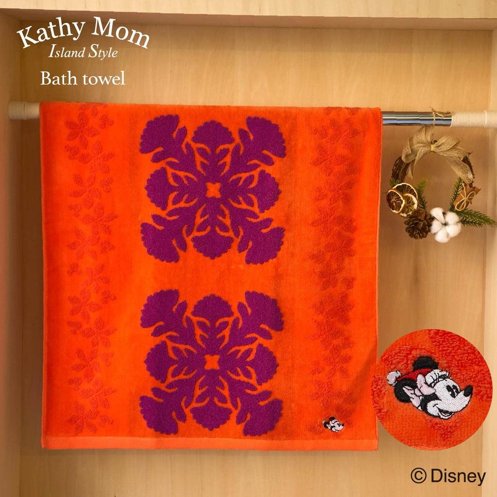 Cathy Mum Island Style Hawaiian Quilt Print Minnie Mouse Christmas Bath Towel, Women's, 86103570A, Orange, Approx. 60cm x 120cm