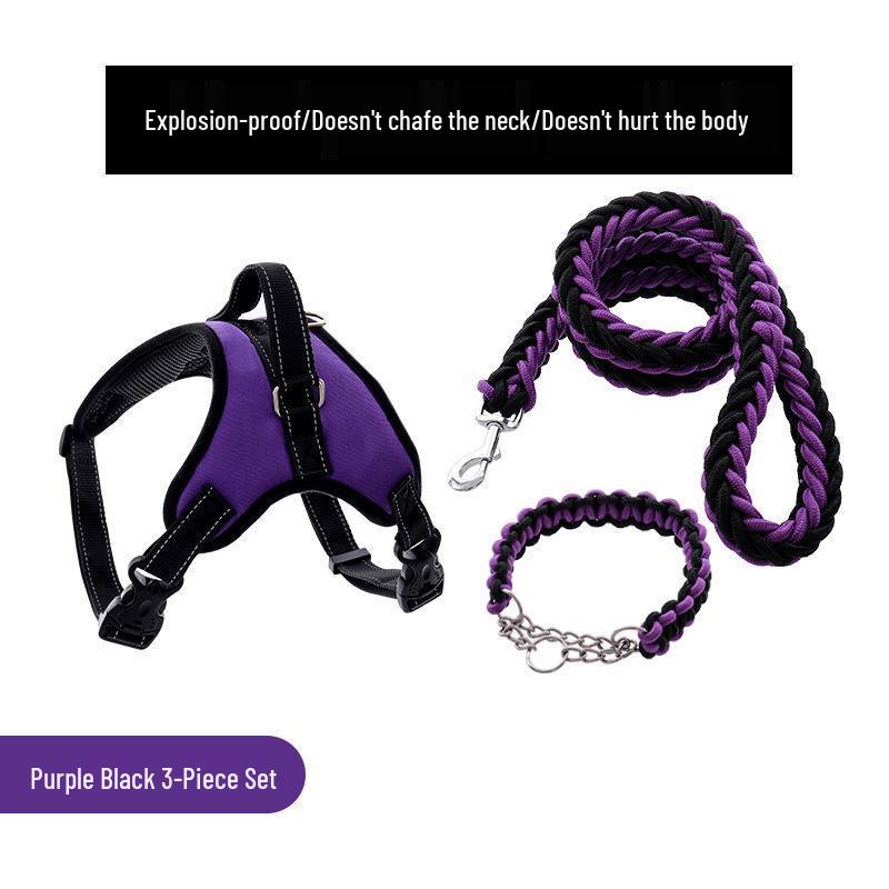 Golden Retriever & Labrador Medium-Large Dog Harness-Leash with Thick, Eight-Strand, Explosion-Proof Rope