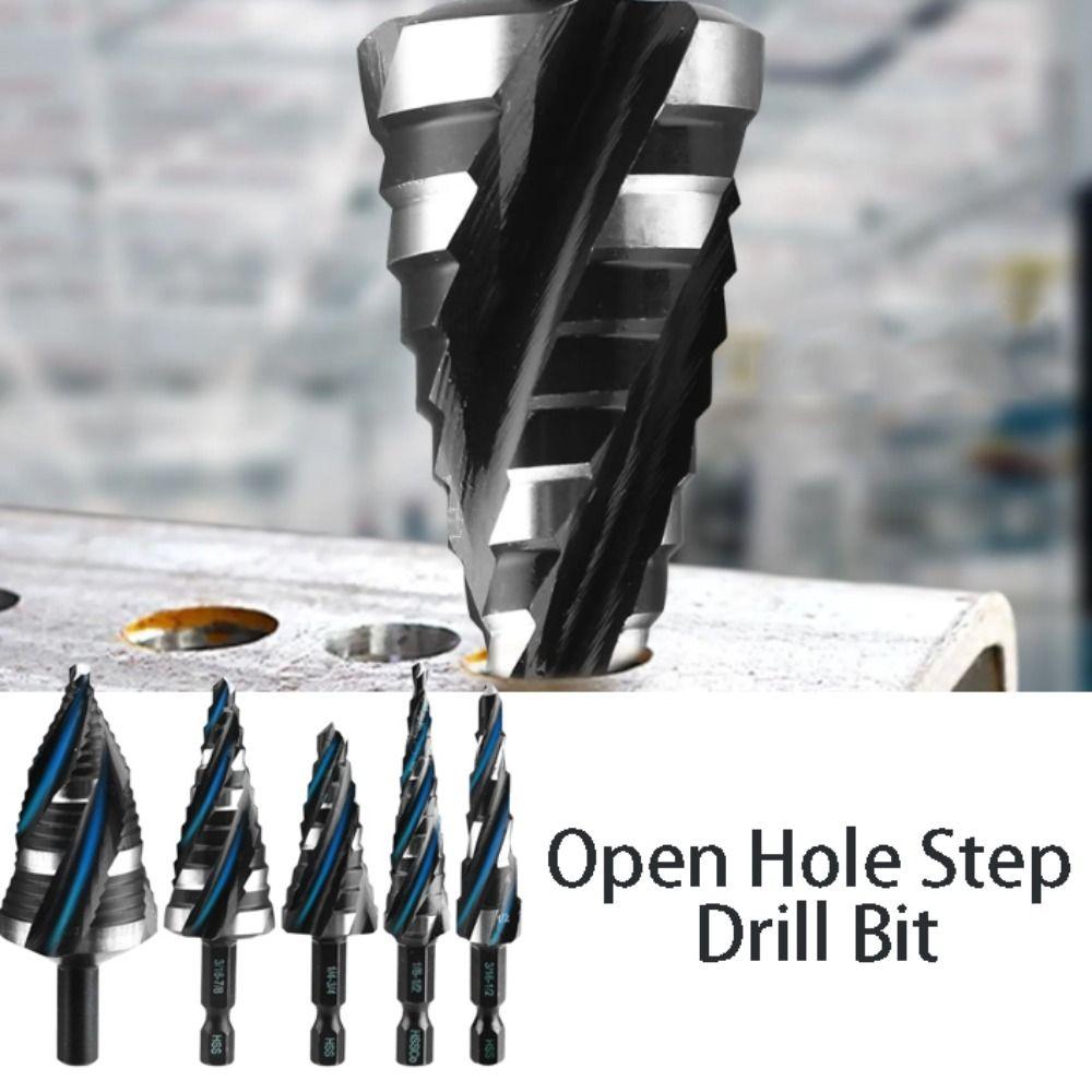 3 Piece Set Step Drill Bit Bearing Steel Stainless Steel High Speed Bearing Steel Four Spiral Flute 5 Piece Set