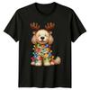 Christmas Dog Reindeer Antlers Holiday Lights Unisexs TShirt Unisexs Tee Graphic