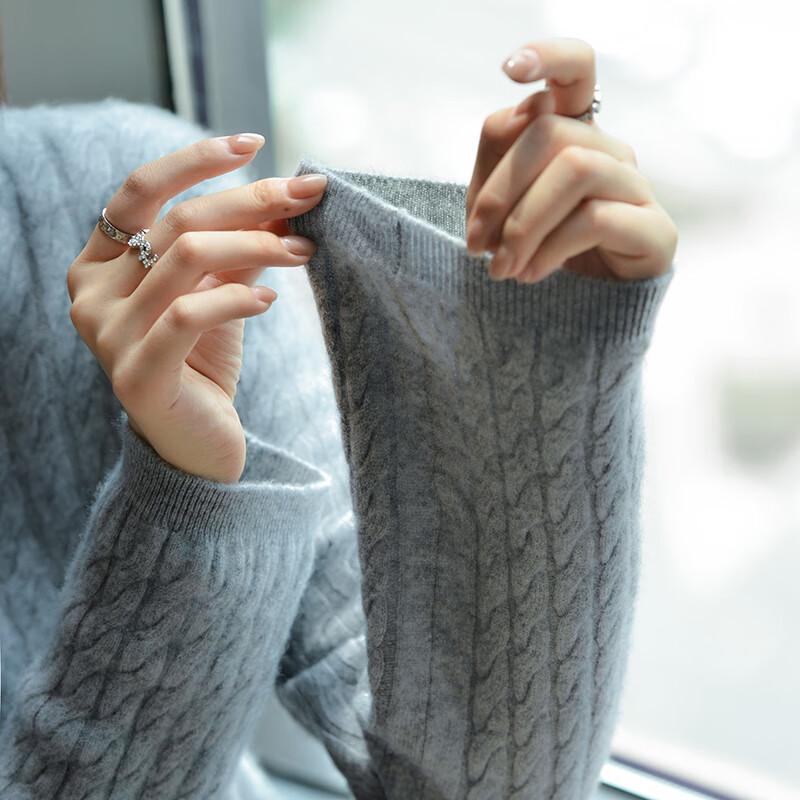 Fanzhen Women's 100% Wool Thickened Pullover Sweater