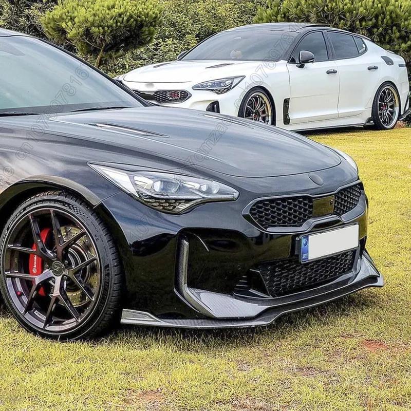 For Kia Stinger GT 2018-2023  Auto Car Front Bumper Splitter Lip Spoiler Diffuser Guard Body Kit Cover Tuning ABS Gloss Black