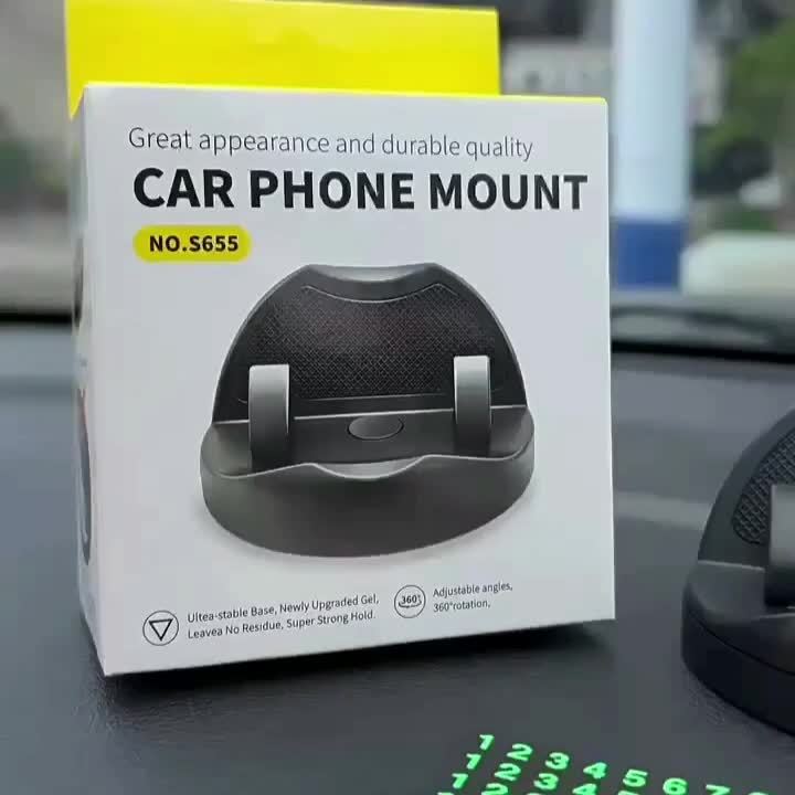 360° Rotatable Car Dashboard Phone Holder Set with Temporary Parking Number Plate Suction Cup Anti-Slip Phone Holder