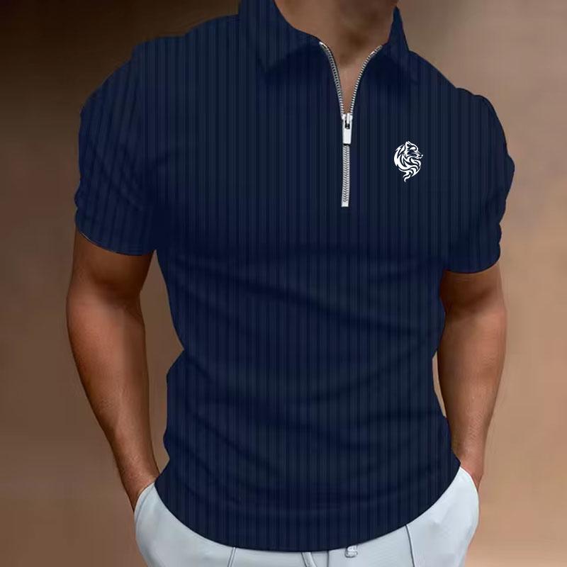 

Летняя новая модная повседневная рубашка поло с принтом, мужская рубашка поло с коротким рукавом на молнии, мужская одежда 3XL