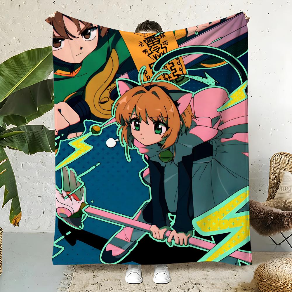 Anime C-Cardcaptor Sakura Throw Flannel Throw Blanket,Bed Home Office Nap Blanket Travel,Camping,Picnic Blanket Soft Decor