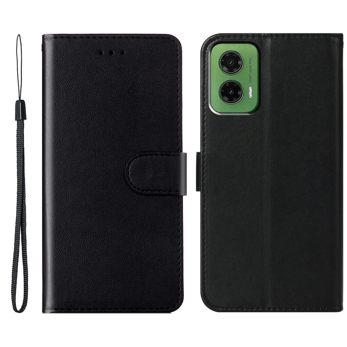 

For Motorola Moto G35 5G Case with Card Holder PU Leather Flip Wallet Phone Cover Black