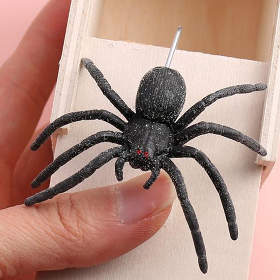 Halloween Spider Scared Wooden Box Prank Toy Funny Spoof Trick Spider Box Toy Halloween Scary Spider Jumps Out Great Party Gag Gift