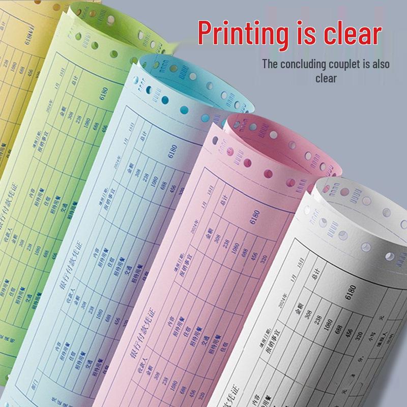 Pinfeed Computer Print Paper: Available in 1 to 5 parts, 241 vouchers, with options for two or three equal parts.