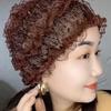 Soft Elastic Curly Hair Hat Breathable Mesh Lace Pullover Cap Beauty Lace Curling Hat  for Mom