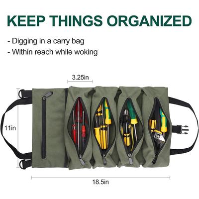 Tool Bag Roll Up Heavt Duty Tool Organizer Portable Tool Storage Bags Waterproof Oxford Cloth-Zipper Pouch for Men Mechanic J472