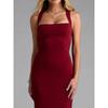 Womens Navy Blue Halter Neck Mermaid Maxi Dress Sleeveless Bodycon Evening Party Gown