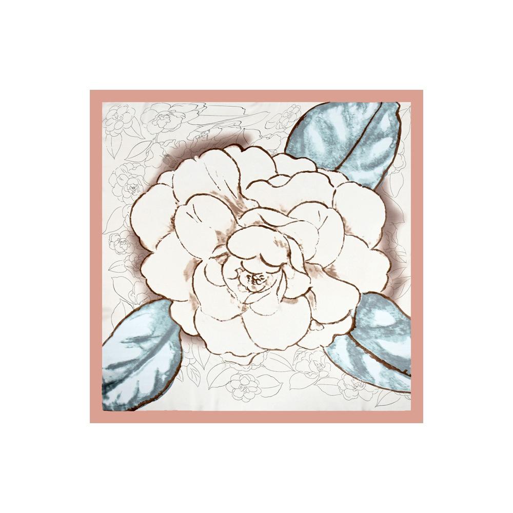 Camellia Flower Simple Silk Scarf Female Shanghai Story Thin Mom High-End Small Square Scarf Scarf