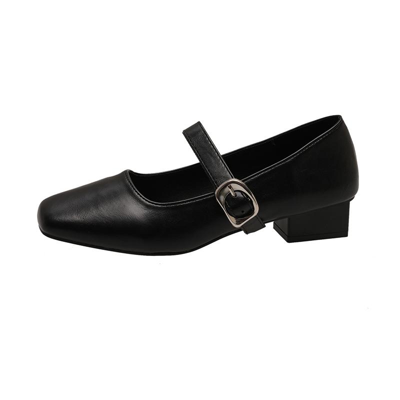 Fashion Elegant Women Mid Heels Shoes Summer Buckle Heeled Shoes 2025 New Shallow Sandals Classical Brand Pumps Dress Chaussures Femme